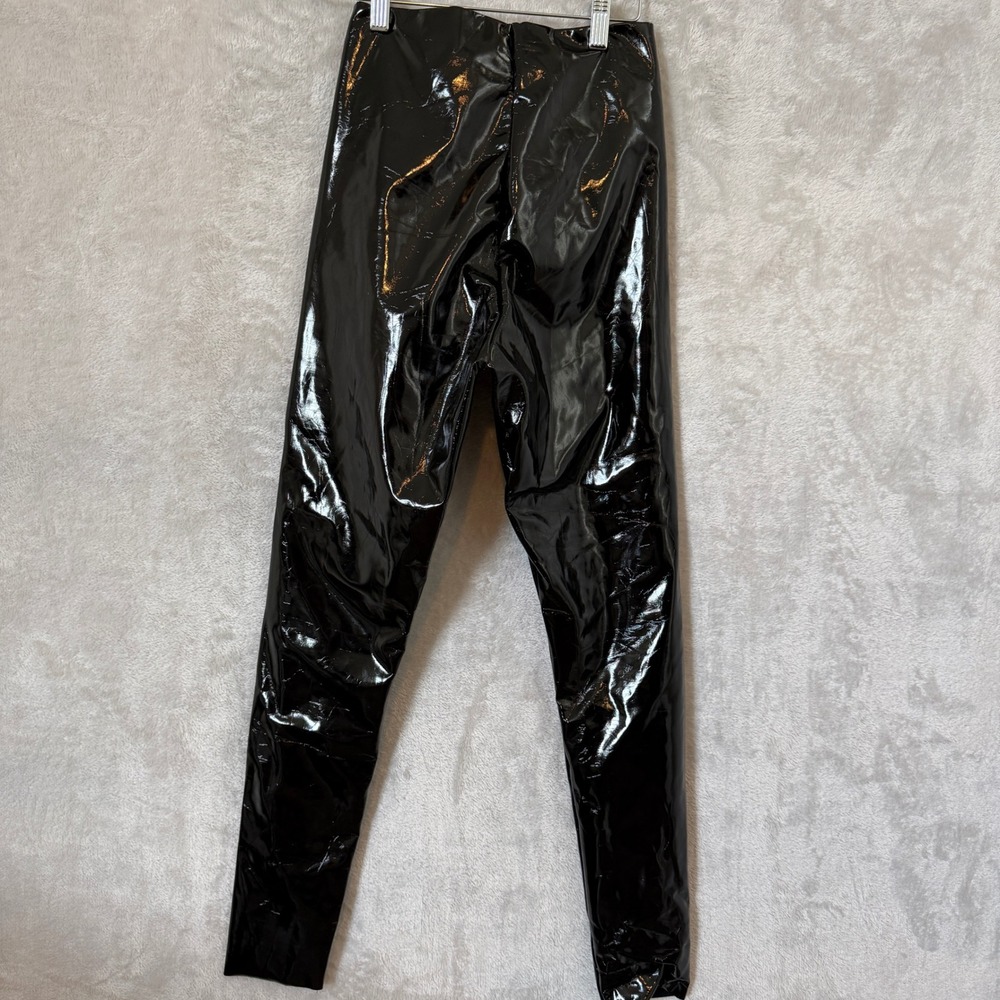 Commando Womens Black Patent Faux Leather Leggings High Rise Slim Fit Small - Picture 5 of 8